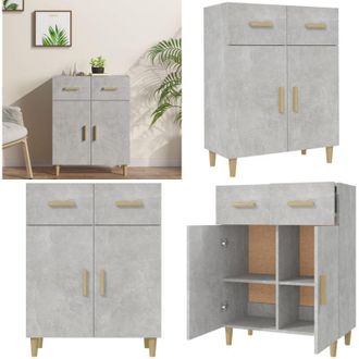 vidaXL Credenza Grigio Cemento 69,5x34x89 cm in Legno Multistrato - Credenza grigio cemento - Credenza con cassetti
