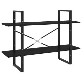 vidaXL Vidaxl Libreria A 2 Ripiani Nera 100x30x70 Cm In Massello Di Pino