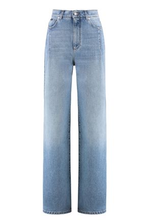 Dolce & Gabbana Womens Wide-leg Jeans With 5 Pockets - Light Grey Cotton - Size EU 46 (Womens)