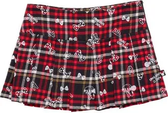 Disney Minnie Mouse Pleated Skirt in Minnie Mouse Red Plaid at Nordstrom, Size Xx-Large
