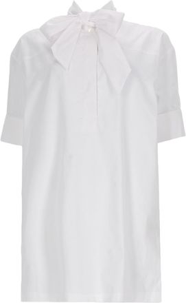 Dries Van Noten Short-Sleeve Bow Tie Cotton Shirt