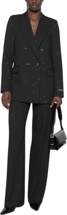 Ermanno Scervino Blazer doppiopetto gessato con paillettes - - Jackets - Donna - Nero - L