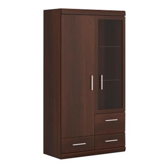 Furniture To Go Imperial 2 Door 3 Drawer Glazed Display Cabinet in Brown