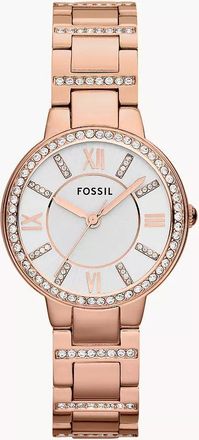 Fossil Virginia 30mm Womens Three-Hand Day-Date, Rose Gold-Tone Stainless Steel Watch