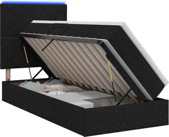 vidaXL Cama De Almacenamiento Led Con Colch&oacute;n Negro 100 X 200 Cm Tela Vidaxl