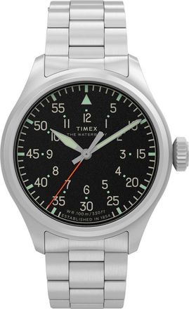 Timex Waterbury Ace 41mm Stainless Steel Bracelet Watch in Black/Silver-Tone at Nordstrom