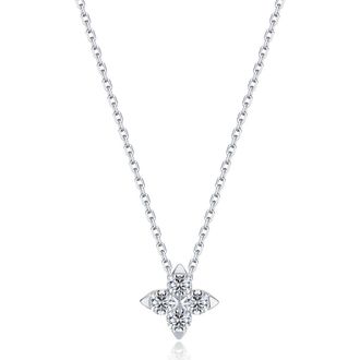 Lafonn Trillium Bud Simulated Diamond Pendant Necklace in Silver at Nordstrom, Size 18