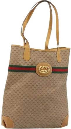 Gucci Pre-owned Tote Bags, female, Beige, Size: ONE SIZE Pre-owned Vintage Small GG Canvas Tote
