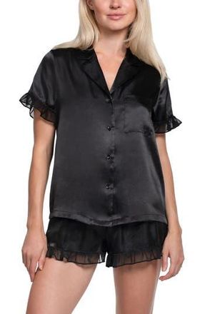 In Bloom by Jonquil Alice Ruffle Trim Short Pajamas in Black at Nordstrom Rack, Size X-Large