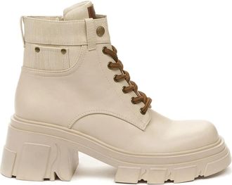 Keddo beige casual gesloten enkellaarsjes - Dames - Veterlaarzen - Beige - 36 EU - Schoenen