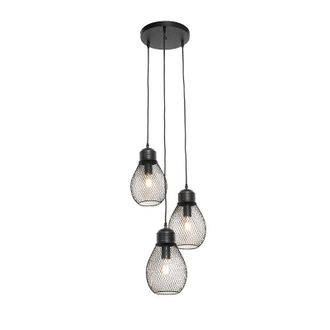 QAZQA Qazqa Dise&ntilde;o L&aacute;mpara Colgante De Dise&ntilde;o Negra 3 Luces - Raga Acero Alargada Adecuado Para Led Max. 3 X 40 Watt