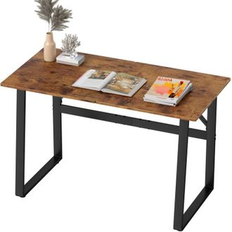 HOMCOM Scrivania in Legno e Acciaio in Stile Industriale Nero e Marrone