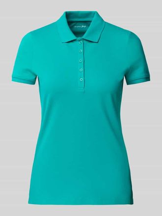 Christian Berg Poloshirt mit kurzer Knopfleiste in Smaragd, Gr&ouml;&szlig;e XS