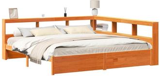vidaXL Cama Con Estanter&iacute;a Con Cabecera 2 Pcs Marr&oacute;n Cera 200 X 200 Cm Vidaxl