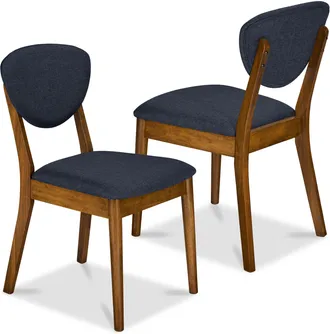 Best Choice Products 2-Piece Mid-Century Modern Wood & Upholstered Dining Chair Set