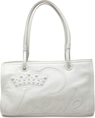 Loewe White Leather Shoulder Bag Tote Bag (Pre-Owned)