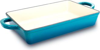 Crock-pot Artisan 13 in. Enameled Cast Iron Lasagna Pan in Teal Ombre