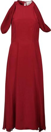 Crida Milano Rode Zijden Midi Jurk - Dames - Casual kleedjes - Rood - XS - Kleedjes