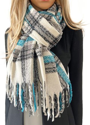 The Accessory Co. Tartan Scarf Checked Blanket Scarf Women, Oversized Scarf Shawl Wrap, Ladies Scarves, Rainbow Plaid Scarf Long Large Warm Winter Scarf, Colour Block, 