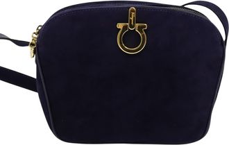 Ferragamo Gancini Purple Suede Shoulder Bag (Pre-Owned)