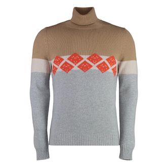 Malo Cashmere Knitwear, male, Multicolor, Size: 2XL Luxury Cashmere Turtleneck Sweater
