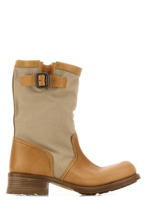 Prada Brown Logo Two-tone Boots