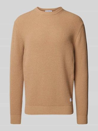 Manuel Ritz Wollpullover mit Label-Patch in Beige, Gr&ouml;&szlig;e XL