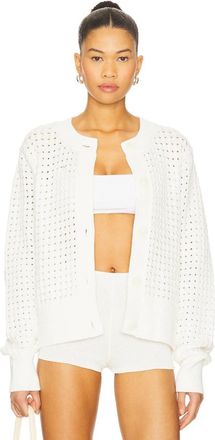 Varley Varley Bettina Textured Knit Jacket Womens White Button Front Cardigan GBO1013