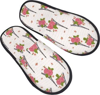 Generic Slipper Flowers Tower Flower Furry Fuzzy Slippers Breathable Anti-Slide Slipper For Spa Travel Ladies M