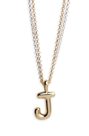 Argento Vivo Puffy A Initial Pendant Necklace in Two Tone at Nordstrom