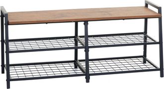 Hhg Hhg - Nunca Usado] Zapatero 132, Mueble Zapatero Banco Zapatero, 4 Compartimentos Estructura Met&aacute;lica 3d 40x107x38cm, Aspecto Roble Salvaje