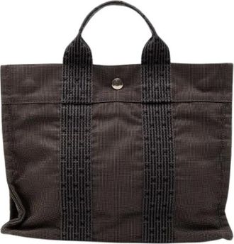 Herm&egrave;s Pre-owned Tote Bags, female, Brown, Size: ONE SIZE Pre-owned Herline PM Canvas Tote