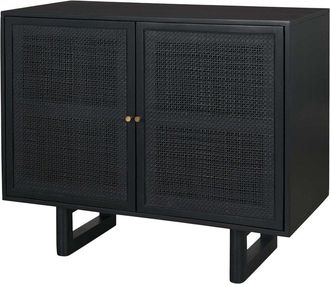 Mercana Grier Matte Stained Wood & Cane Accent Cabinet