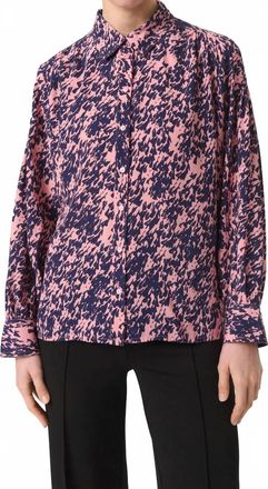 Soaked In Luxury Sylvia Printed Long Sleeve Shirt In Blush Drop Print
