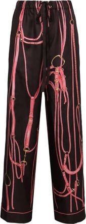 Gucci Broek met grafische print en strik - Bruin