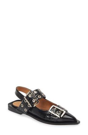 Ganni Slingback Pointed Toe Flat in Black at Nordstrom Rack, Size 5Us / 35Eu