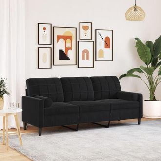 vidaXL Vidaxl - Divano a 3 Posti con Cuscini Nero 180 cm in Velluto