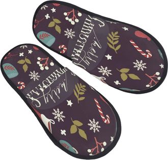Generic Slippers Merry Christmas Fluffy Slippers Unisex Non Slip Slipper For Guest Travel Women L