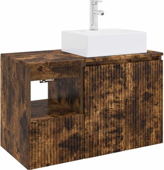 vidaXL Juego De Muebles De Ba&ntilde;o 2 Uds. Roble Ahumado Vidaxl