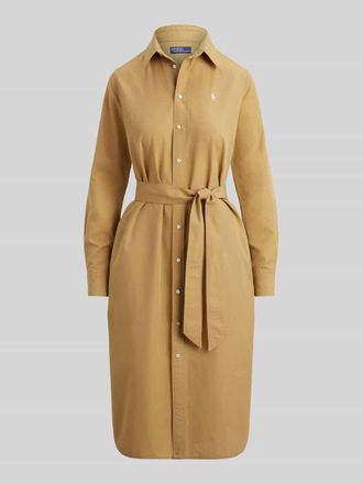 Polo Ralph Lauren Hemdblusenkleid aus Baumwoll-Leinen-Mix in Camel, Gr&ouml;&szlig;e 34