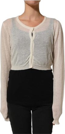 Ermanno Scervino Gebreide Cropped Wol Vest - Dames - Vesten - Beige - XL - Wol - Truien & Vesten
