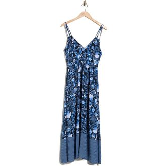 Ellen Tracy Floral Strappy Challis Midi Dress in Navy Cottage Floral at Nordstrom Rack, Size X-Large