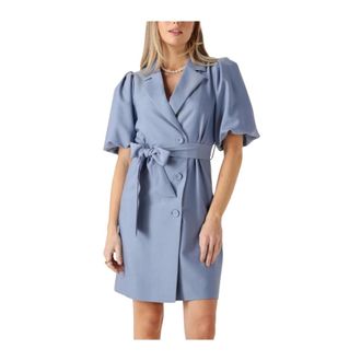 Notre-V Kleedjes, Dames, Blauw, XS, Charmante Blauwe Mini Jurk