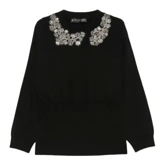 La Petite Robe Di Chiara Boni Trui met ronde hals - Dames - Truien - Zwart - Maat: L Wol