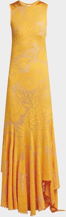 Etro Floral Burnout Backless Stretch Jersey Dress