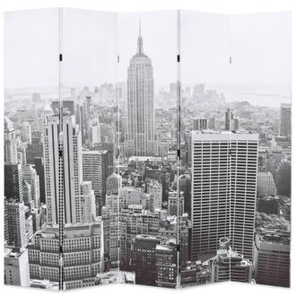 Berkfield Home Folding Room Divider 200x170 cm New York by Day Black & White