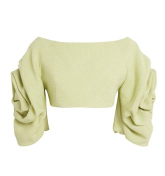 Edeline Lee Aphrodite-Sleeve Crop Top Size XS