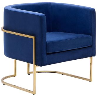 Beliani Beliani - Sill&oacute;n De Terciopelo Azul Oscuro Dorado Metal Respaldo Glamour Sala De Estar Dormitorio Sirkka