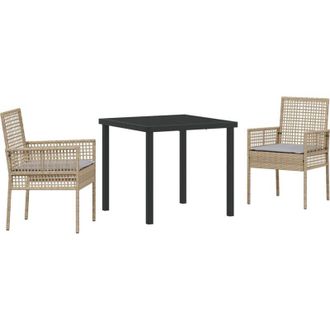 vidaXL Vidaxl - Conjunto De Comedor De Jard&iacute;n Con Coj&iacute;n 3 Pcs Beige Polirat&aacute;n