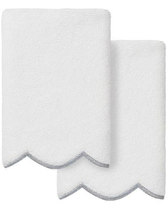 Linum Home Textiles 100% Turkish Cotton Adornia Scallop 2Pc Fingertip Towel Set